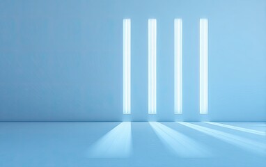 Obraz premium Light-filled, minimalist room. Cool blue tones