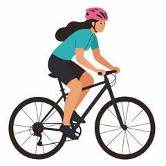 Obraz premium Athletic woman enjoys cycling outdoors wearing a helmet for safety and exercise