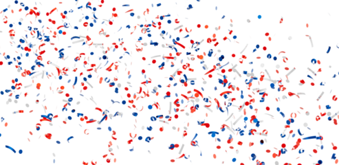 Download this festive image of red, white, and blue confetti perfect for celebratory designs. Ideal for 4th of July, holidays.