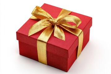 Obraz premium Red gift box with gold ribbon