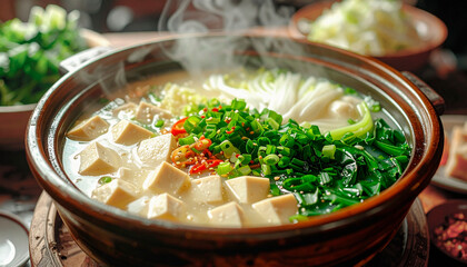 冬の食卓, 豆腐の土鍋料理のアップ