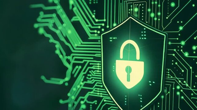 Security shield lock circuit graphic illustration footage