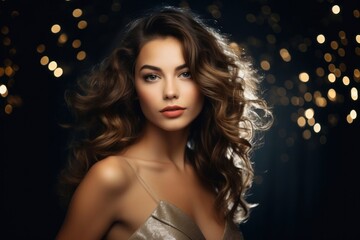 Fototapeta premium A happy elegant girl with white wine portrait adult photo.