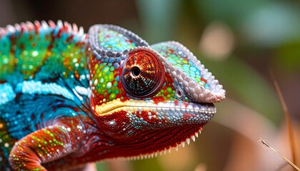 Colorful chameleon close-up