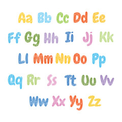 Hand Drawn Colorful Doodle Alphabet Vector Illustration