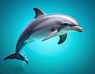 Fototapeta premium Graceful Dolphin Leaping from Blue Ocean Water
