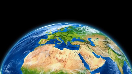 Fototapeta premium View of earth from space showing europe and africa