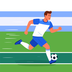 Obraz premium Male football player running with ball illustration