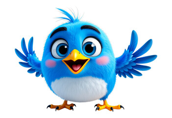 Naklejka premium Blue Bird with Open Wings, 3D Realism Illustration on Transparent Background