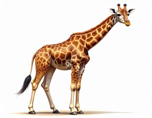 Naklejka premium African Giraffe Isolated White Background Wildlife Animal