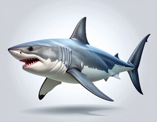 Fototapeta premium Powerful Great White Shark Isolated White Background