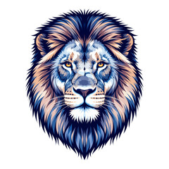 Obraz premium Blue Lion Head with Transparent Background, Digital Illustration for Branding