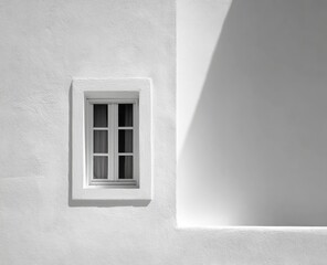 Fototapeta premium Simple whitewashed wall with window and shadow