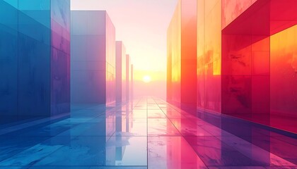 Colorful cityscape at sunrise