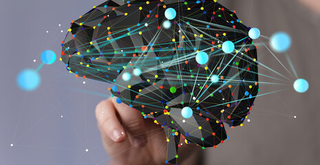 Abstract brain network visualization.  Ideal for AI, neural networks, and technology concepts.