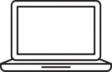 Simple line art icon of an open laptop computer