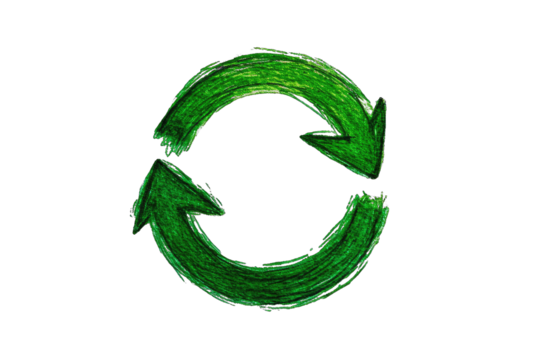 Green circular arrows on black background