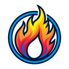 Dynamic Flame Icon with Transparent Background, Neon Illustration for Branding