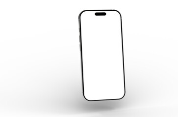 Clean and modern smartphone mockup with a blank screen, perfect for app presentations or website designs.  High-resolution image for professional use.