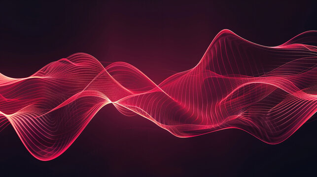 "Vibrant Red Abstract Light Waves Flowing Gracefully Across a Dark Background, Creating a Sense of Motion, Energy, and Futuristic Design with Smooth Lines, Glowing Effects, and Dynamic Visual Rhythm" - Powered by Adobe