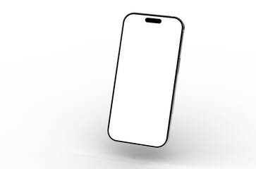 High-quality photo of a modern smartphone with a blank screen, perfect for app presentations or website mockups. Isolated on white background.