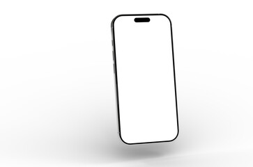 High-quality stock photo of a modern smartphone with a blank screen, ideal for app presentations or website mockups. Clean, minimalist design.