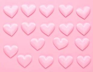 Pink hearts on a pink background