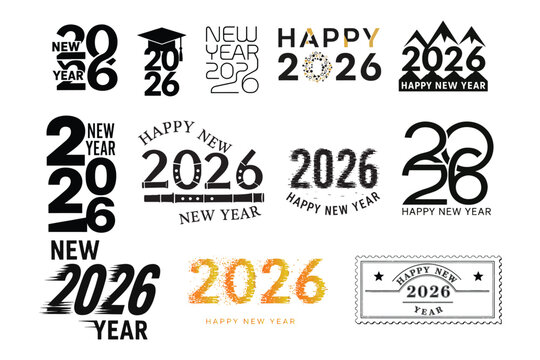 Festive 2026 New Year Vector Logos A Collection of Unique and Creative Designs for Holiday Celebrations