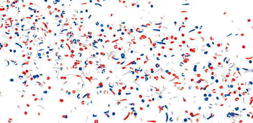 Festive confetti background with red, white, and blue. Perfect for celebrations, parties, and patriotic events.