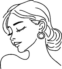 Elegant minimalist line art portrait of woman for modern aesthetic design