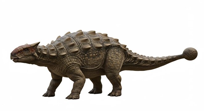 Kraftvoller Ankylosaurus steht majestatisch vor hellem Hintergrund. AI Generated