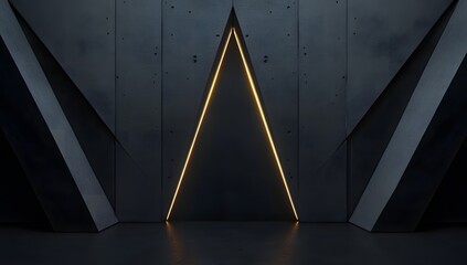 Abstract black background with geometric shapes and lighting, minimalistic, 