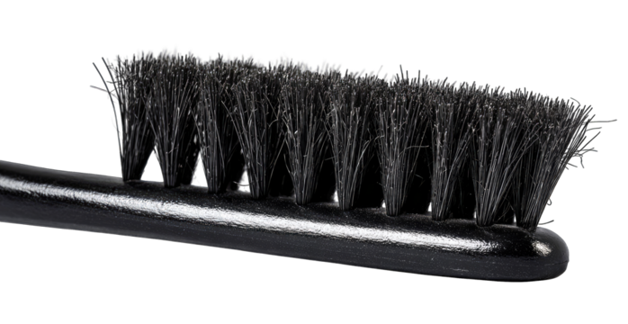 Close-up of black brush bristles