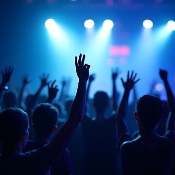 concert, party, music, peole, crowd, dance, disco, rck, club, night, dancing, ilhouette, light, festival dj, nightclub, lights, enertainment, hands, event, ive, audience, stage, show band