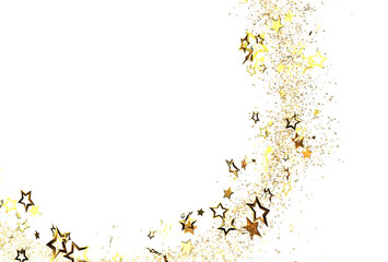 Sparkling gold stars and glitter on white. Perfect for holidays, celebrations, and elegant designs. Download now!