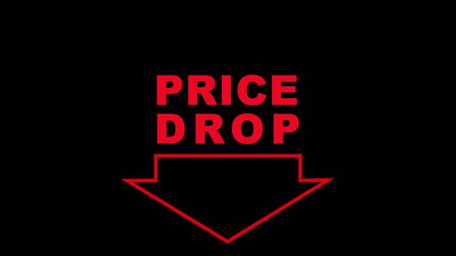 Price Drop &mdash; Down Arrow Badge, Seamless Loop, Alpha Channel