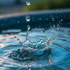 splashing of water drops forming bubbles and ripples