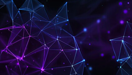 Abstract network of interconnected lines and points in shades of purple and blue