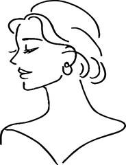 Minimalist line art of female profile for boho aesthetic design