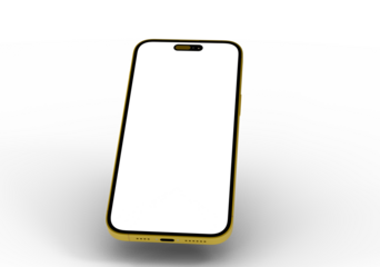 High-quality image of a gold smartphone with a blank screen, perfect for app presentations or website mockups.  Download now!