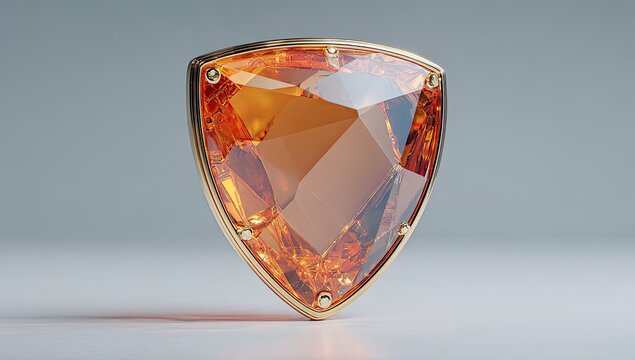 Amber shield-shaped gemstone