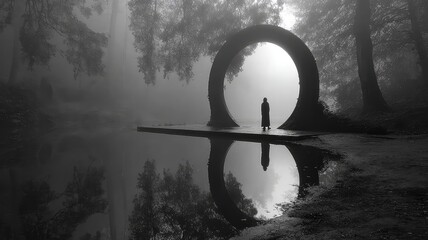 Eerie mirror reflecting a ghostly version