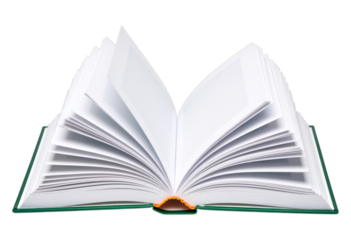 Open Green Book Pages with Transparent Background, 3D Realism Graphic for Digital Media