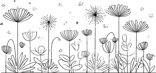Minimalist bohemian line art of elegant flowers for aesthetic design and decoration
