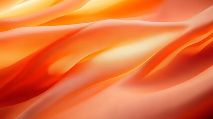 Obraz premium Abstract Texture of Flowing Orange Silk Fabric with Gentle Waves and Soft Pearl Transitions
