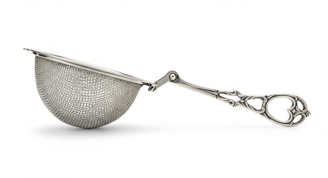 Elegantes Teeei feinmaschig silberfarben leuchtet hell. AI Generated