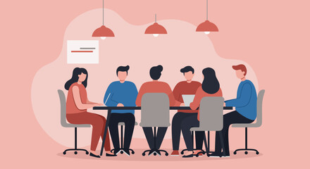 Diverse team collaborating in a modern meeting room, discussing business strategies. Ideal for concepts of teamwork, corporate communication, and project planning.