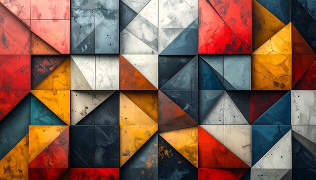 Abstract geometric pattern of triangles and squares