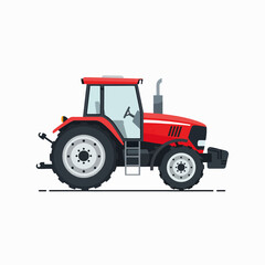 Naklejka premium Red Agricultural Tractor Vehicle for Farming and Rural Work