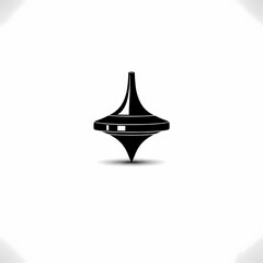 Fototapeta premium A classic black spinning top whirligig toy icon spinning in motion, a minimalist vector illustration representing balance, childhood, and nostalgia